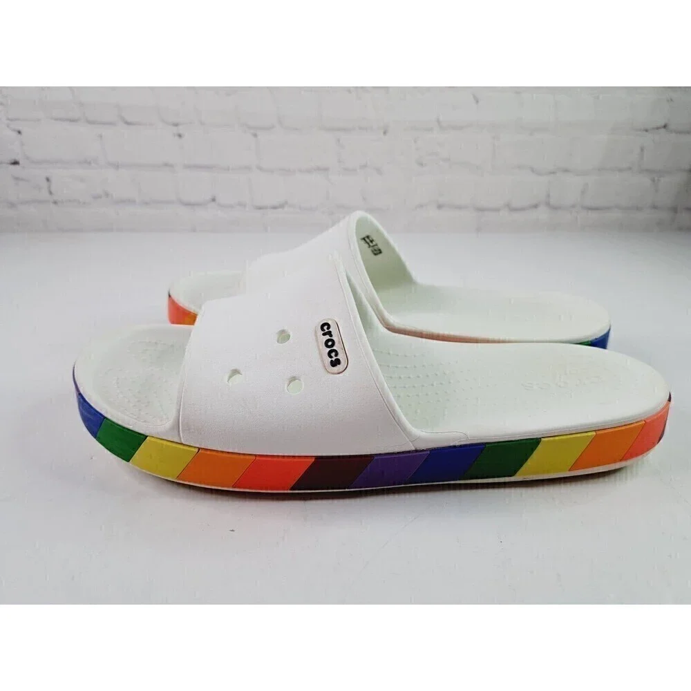 Crocs Crocband Rainbow Block Clogs Slides Sandals Mens 11 Shoes